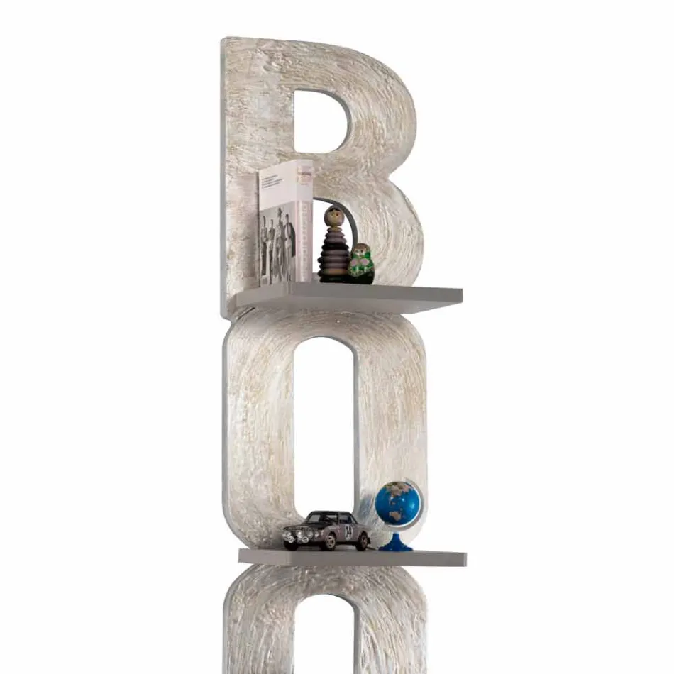 مكتبة حائط بتصميم يدوي في إيطاليا، 3 رفوف نيكلا Viadurini