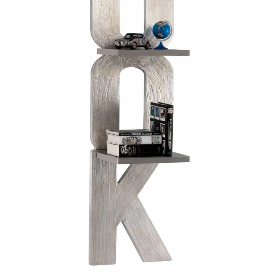 مكتبة حائط بتصميم يدوي في إيطاليا، 3 رفوف نيكلا Viadurini