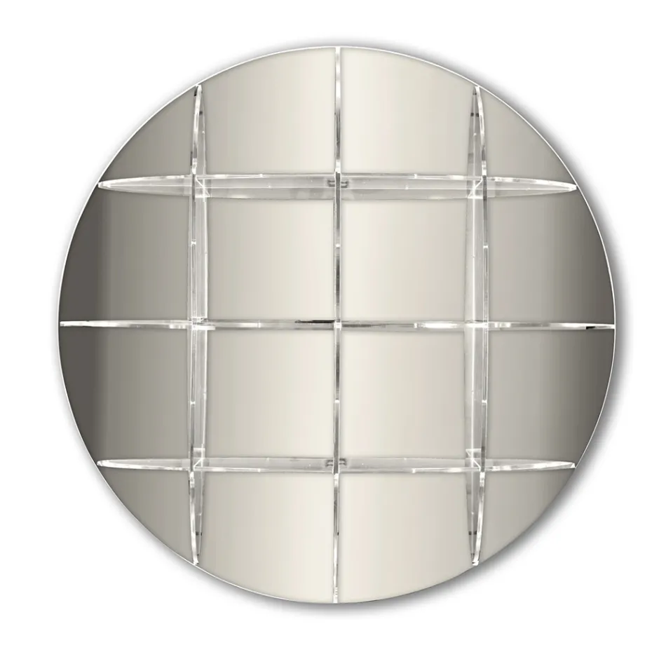 مكتبة حائط دائرية من زجاج شبكي ذهبي أو فضي، صنع في إيطاليا - ليزي Viadurini