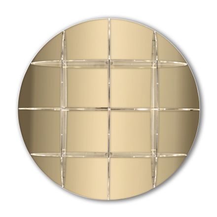 مكتبة حائط دائرية من زجاج شبكي ذهبي أو فضي، صنع في إيطاليا - ليزي Viadurini