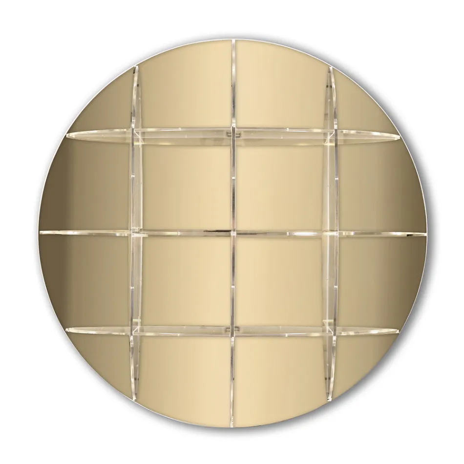 مكتبة حائط دائرية من زجاج شبكي ذهبي أو فضي، صنع في إيطاليا - ليزي Viadurini