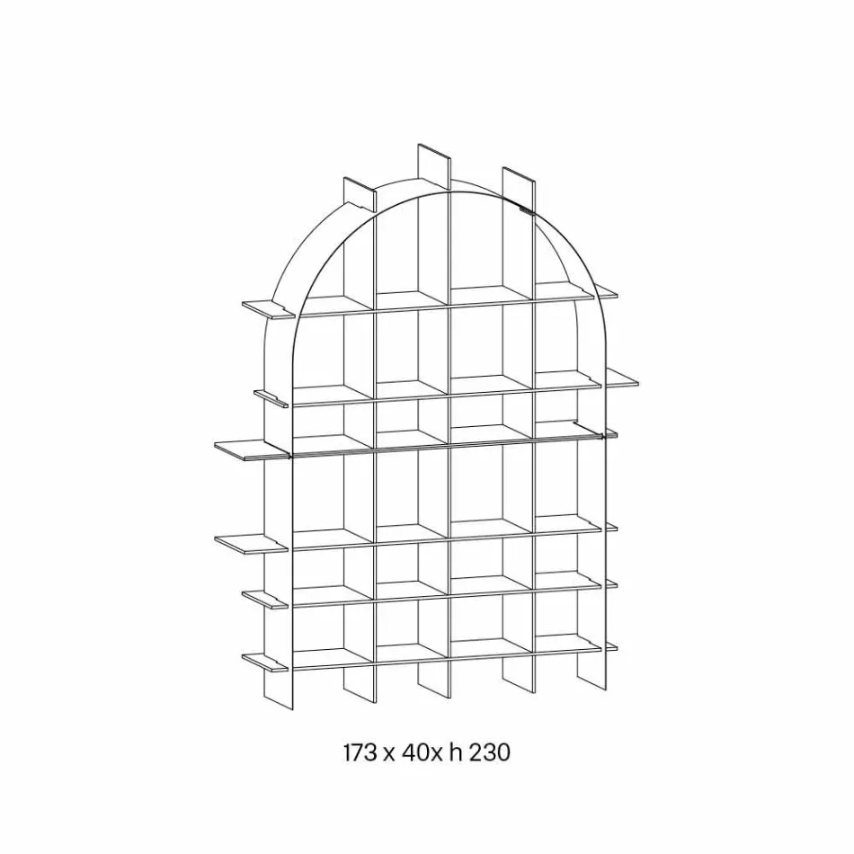 مكتبة مقوسة قائمة بذاتها بتصميم من الزجاج المدخن والبرونز المصقول - ماركو Viadurini