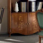 مكتبة من خشب الجوز باسانو المطعم بأبواب مصنوعة في إيطاليا - كومودو Viadurini