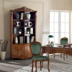 مكتبة من خشب الجوز باسانو المطعم بأبواب مصنوعة في إيطاليا - كومودو Viadurini