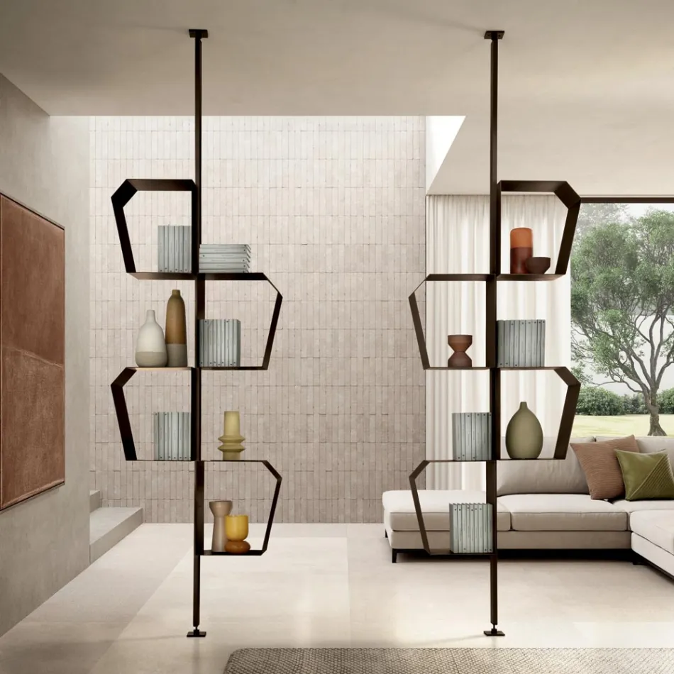 خزانة كتب معدنية مطلية بأرجل قابلة للتعديل، صنع في إيطاليا - فرناندا Viadurini