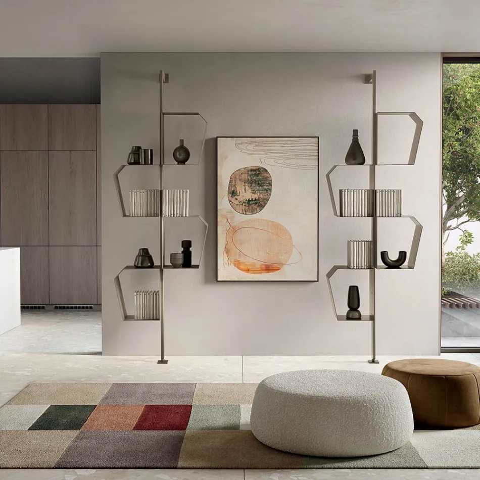 خزانة كتب معدنية مطلية بأرجل قابلة للتعديل، صنع في إيطاليا - فرناندا Viadurini