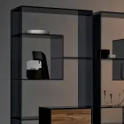 مكتبة من الزجاج المدخن مع درج من خشب الجوز كاناليتو بتصميم إيطالي - لينزي Viadurini