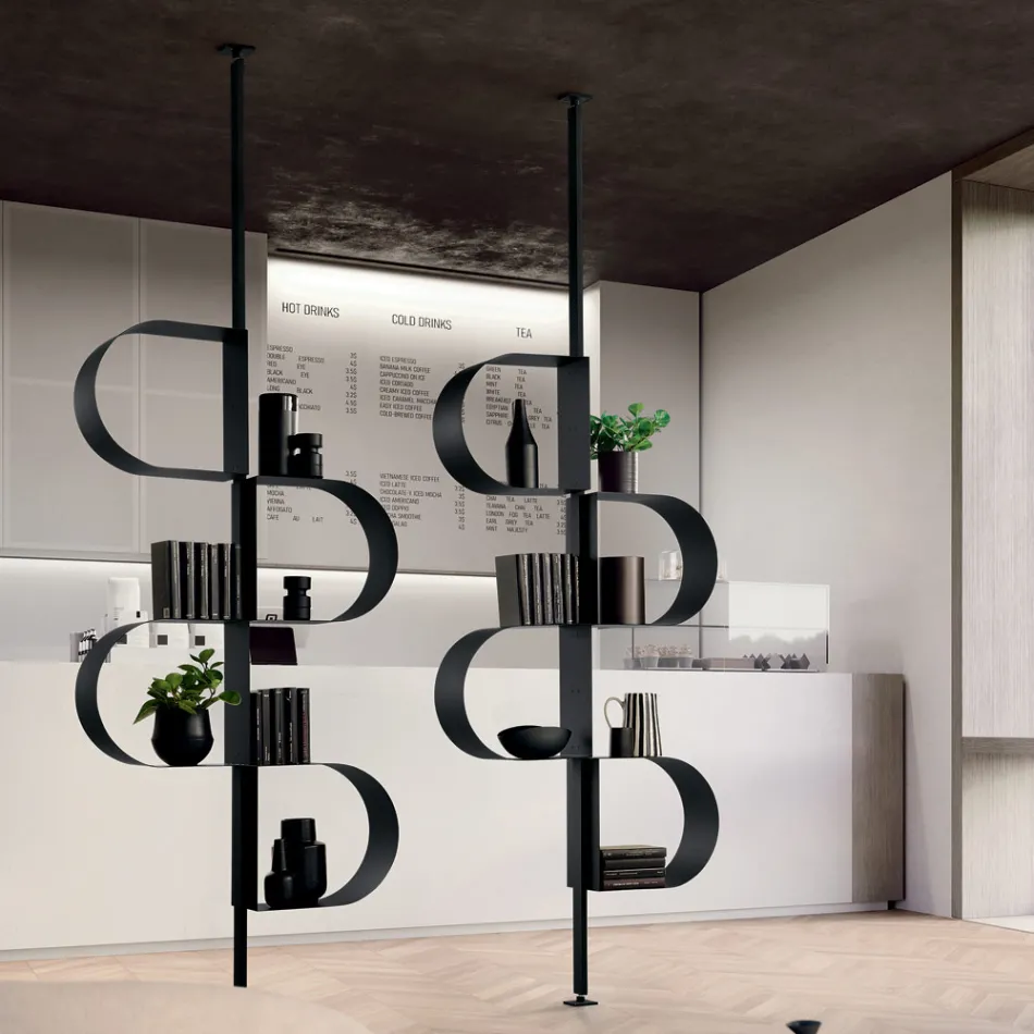 خزانة كتب فاطمة المعدنية المطلية العمودية ذات الأرجل القابلة للتعديل Viadurini