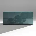 خزانة جانبية بخمسة أبواب مصنوعة من خشب MDF مطليّ ومزخرفة بنقوش يدوية وتشطيبات نهائية - على شكل سرطان البحر Viadurini