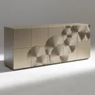 خزانة جانبية بخمسة أبواب مصنوعة من خشب MDF مطليّ ومزخرفة بنقوش يدوية وتشطيبات نهائية - على شكل سرطان البحر Viadurini