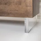 خزانة جانبية ببابين وحجرتين مفتوحتين في المنتصف من الميلامين، صنع في إيطاليا - ميني Viadurini