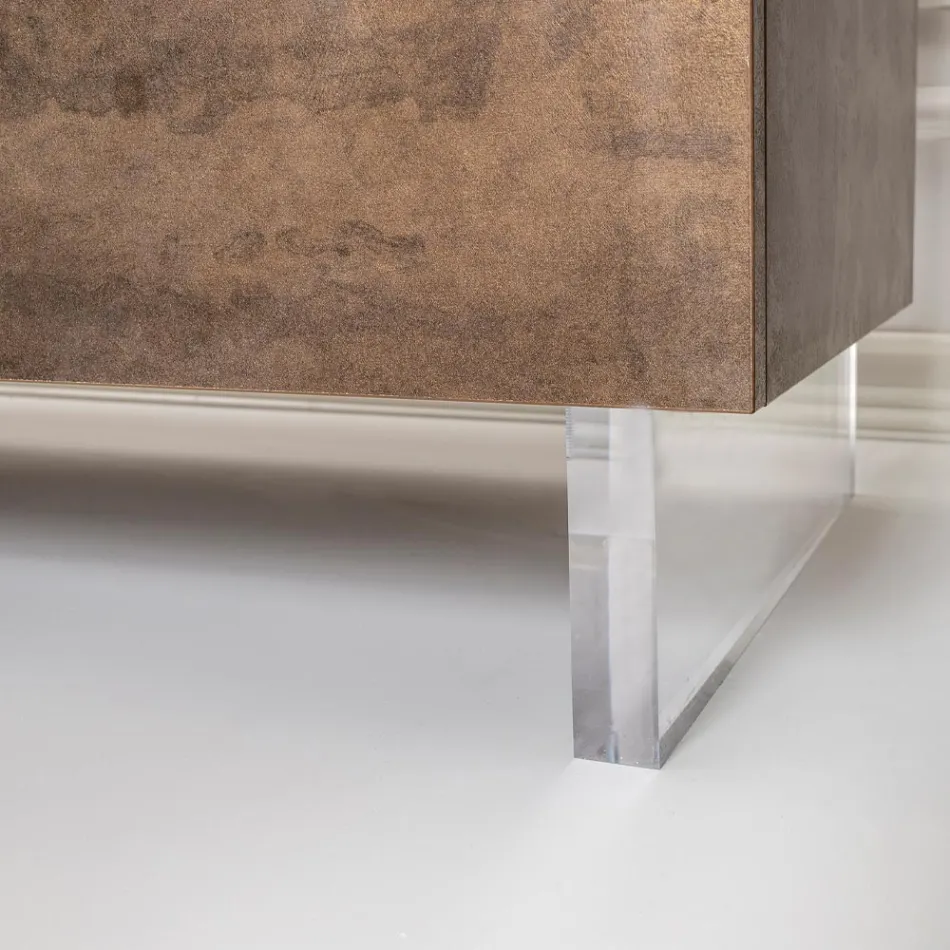 خزانة جانبية ببابين وحجرتين مفتوحتين في المنتصف من الميلامين، صنع في إيطاليا - ميني Viadurini