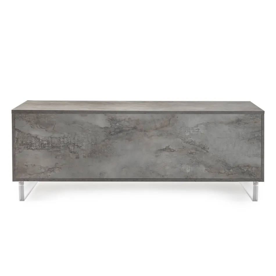 خزانة جانبية ببابين وحجرتين مفتوحتين في المنتصف من الميلامين، صنع في إيطاليا - ميني Viadurini