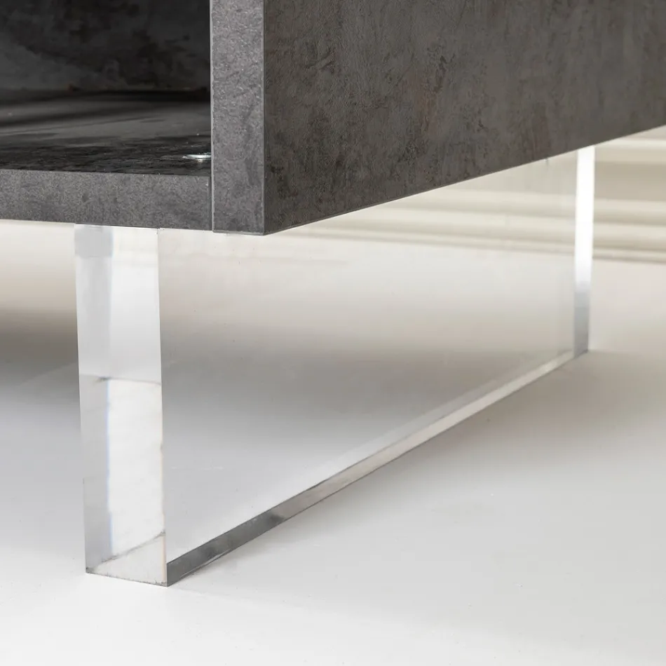 خزانة جانبية ببابين وحجرتين جانبيتين مفتوحتين من الميلامين، صنع في إيطاليا - ماوس Viadurini