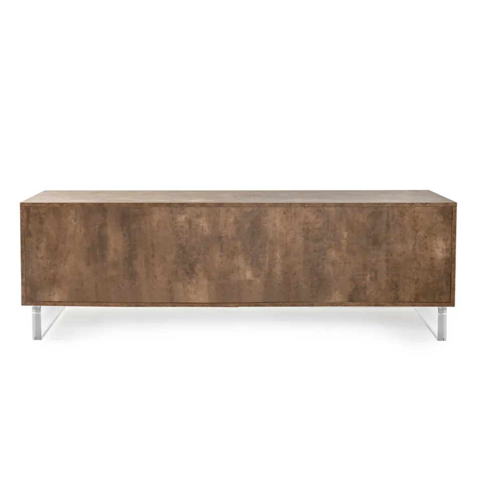 خزانة جانبية ببابين وحجرتين جانبيتين مفتوحتين من الميلامين، صنع في إيطاليا - ماوس Viadurini