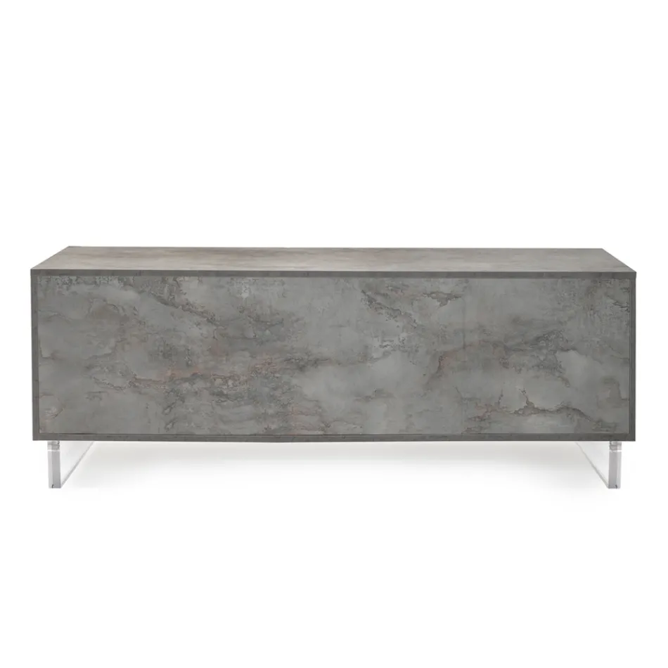 خزانة جانبية ببابين وحجرتين جانبيتين مفتوحتين من الميلامين، صنع في إيطاليا - ماوس Viadurini