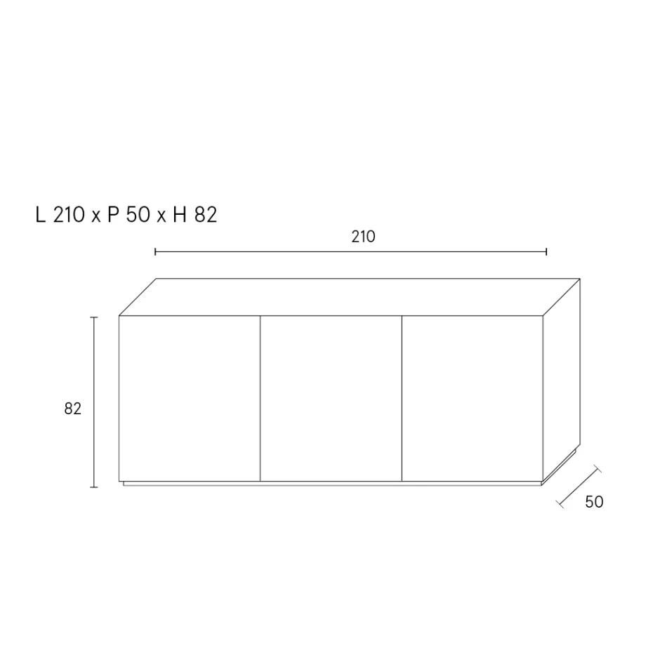 خزانة جانبية بثلاثة أبواب وثلاثة أرفف داخلية، مزينة بزخارف من الألومنيوم المصبوب - سكوربيون Viadurini