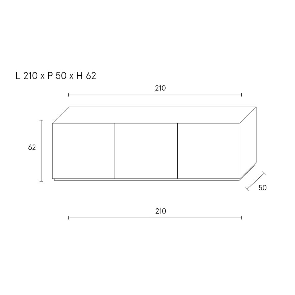 خزانة جانبية بثلاثة أبواب وثلاثة أرفف داخلية، مزينة بزخارف من الألومنيوم المصبوب - سكوربيون Viadurini