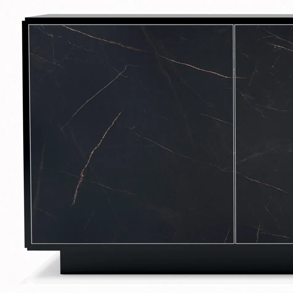 خزانة جانبية بثلاثة أبواب وهيكل مطلي ومغلف، صنع في إيطاليا - فيرارا Viadurini