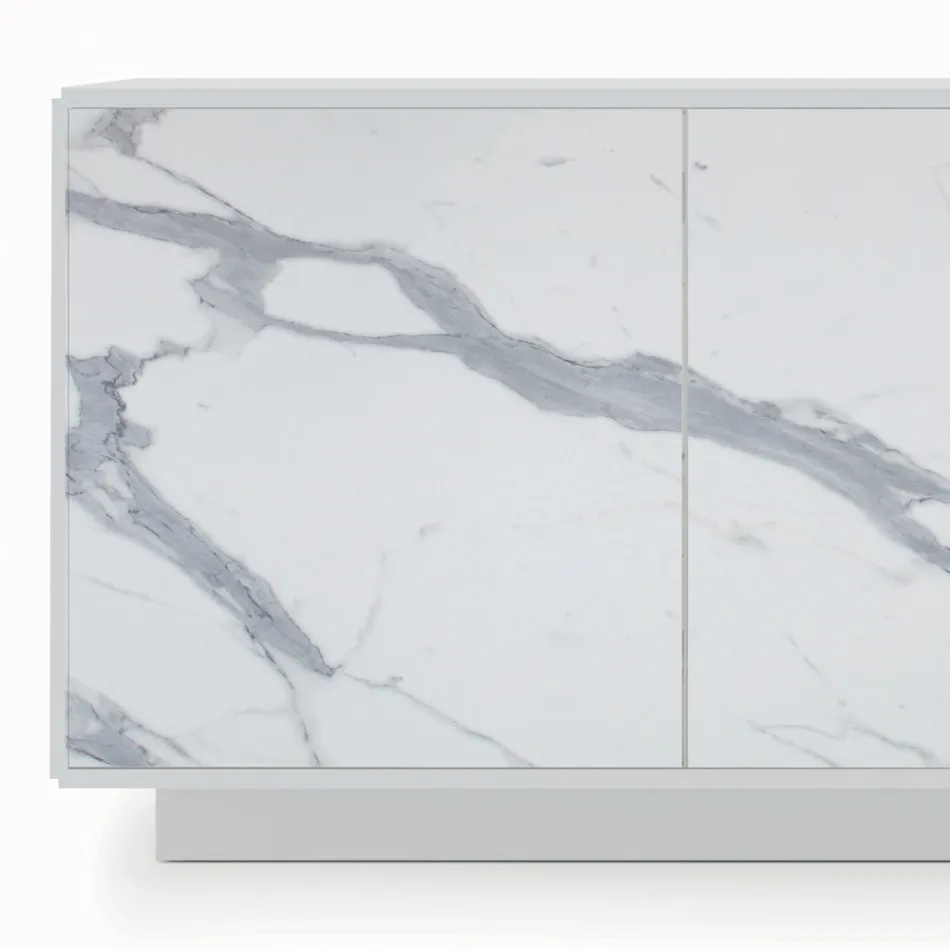 خزانة جانبية بثلاثة أبواب وهيكل مطلي ومغلف، صنع في إيطاليا - فيرارا Viadurini