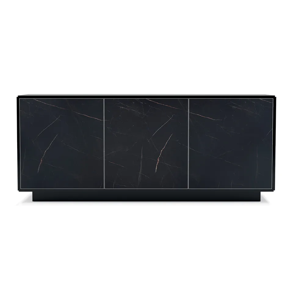 خزانة جانبية بثلاثة أبواب وهيكل مطلي ومغلف، صنع في إيطاليا - فيرارا Viadurini