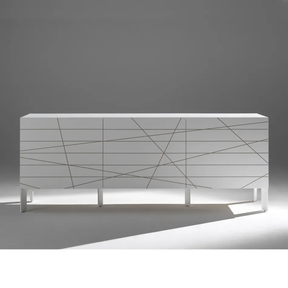 خزانة جانبية بثلاثة أبواب من الخشب المطلي - أرييتي Viadurini