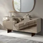 خزانة جانبية بثلاثة أبواب من خشب MDF مطلي ومغطاة بزجاج عاكس - ديليتا Viadurini