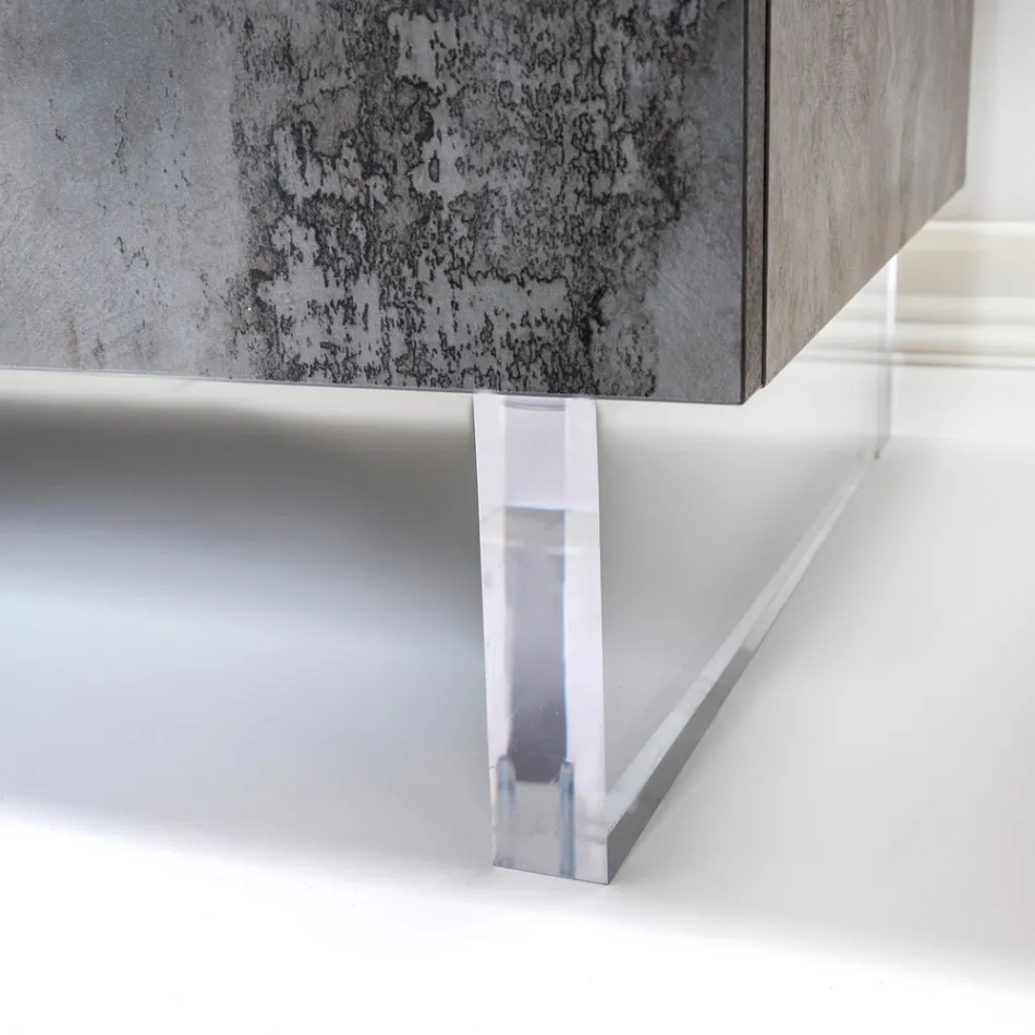 خزانة جانبية بثلاثة أبواب من الميلامين وأقدام من البليكسي جلاس، صنع في إيطاليا - ميكي ماوس Viadurini