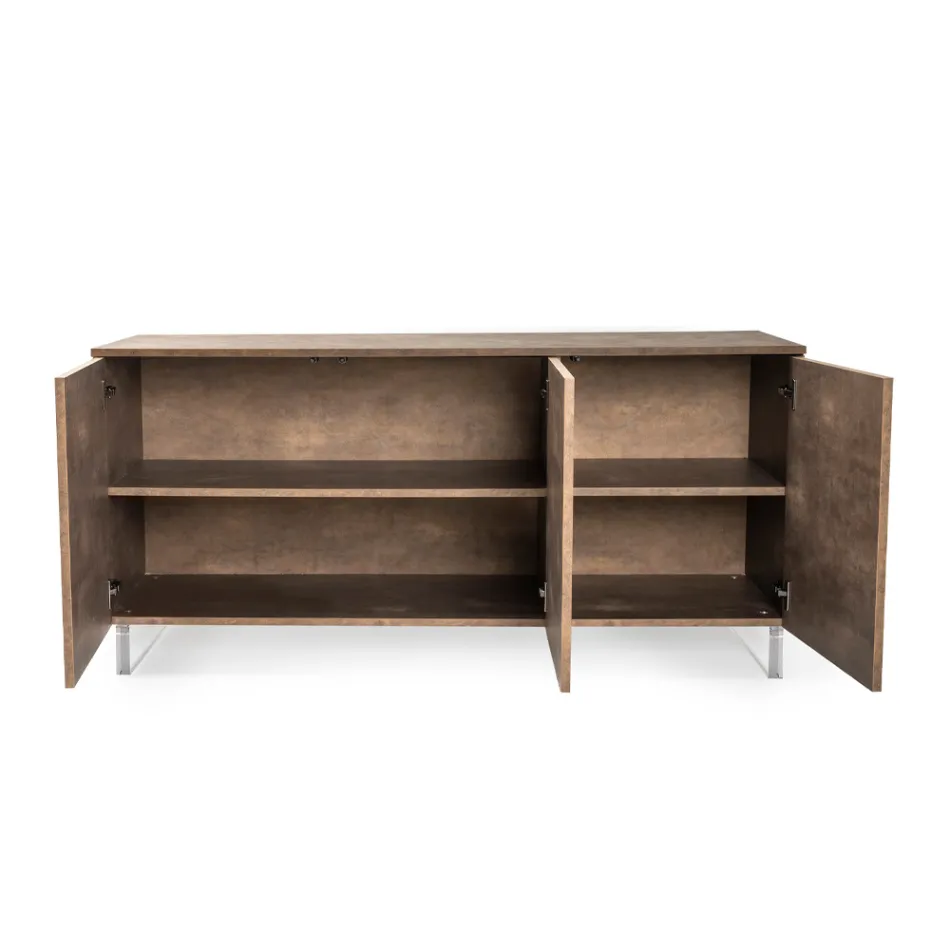 خزانة جانبية بثلاثة أبواب من الميلامين وأقدام من البليكسي جلاس، صنع في إيطاليا - ميكي ماوس Viadurini