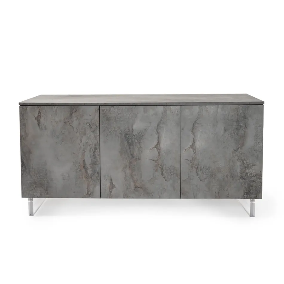 خزانة جانبية بثلاثة أبواب من الميلامين وأقدام من البليكسي جلاس، صنع في إيطاليا - ميكي ماوس Viadurini