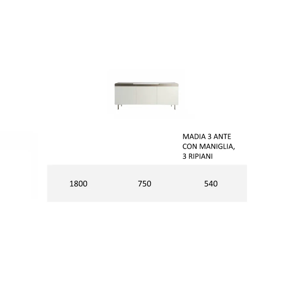 خزانة جانبية بهيكل وأبواب من خشب إم دي إف بقاعدة بطول 4 أقدام، صنع في إيطاليا - مرجاني Viadurini