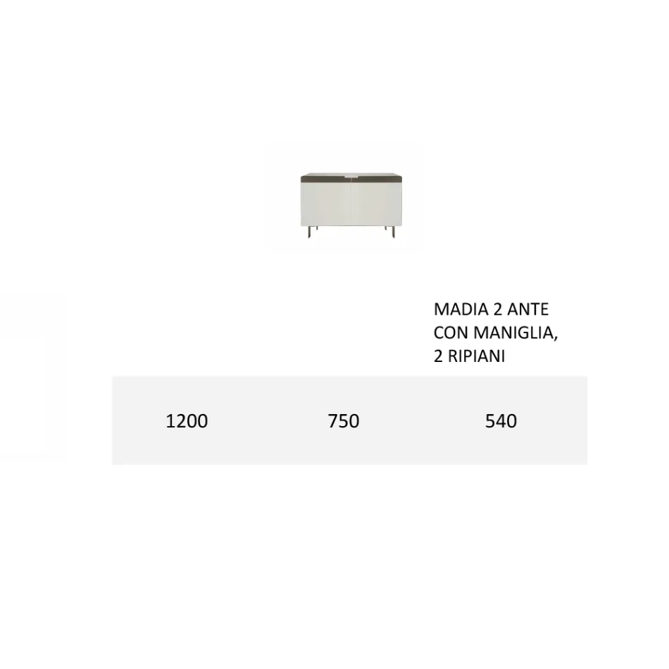 خزانة جانبية بهيكل وأبواب من خشب إم دي إف بقاعدة بطول 4 أقدام، صنع في إيطاليا - مرجاني Viadurini