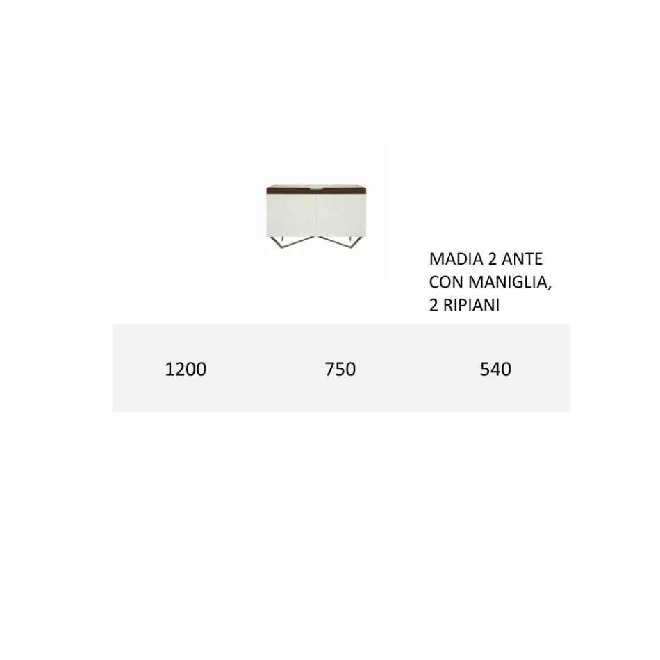 خزانة جانبية مع هيكل من خشب إم دي إف أبيض، قدمين حديديتين، صنع في إيطاليا - مرجاني Viadurini