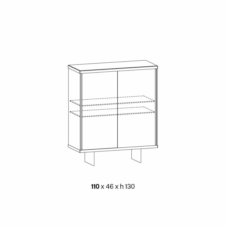 خزانة جانبية لغرفة المعيشة مصنوعة من الزجاج المدخن والرخام الأخضر الغواتيمالي - ليوناردا Viadurini