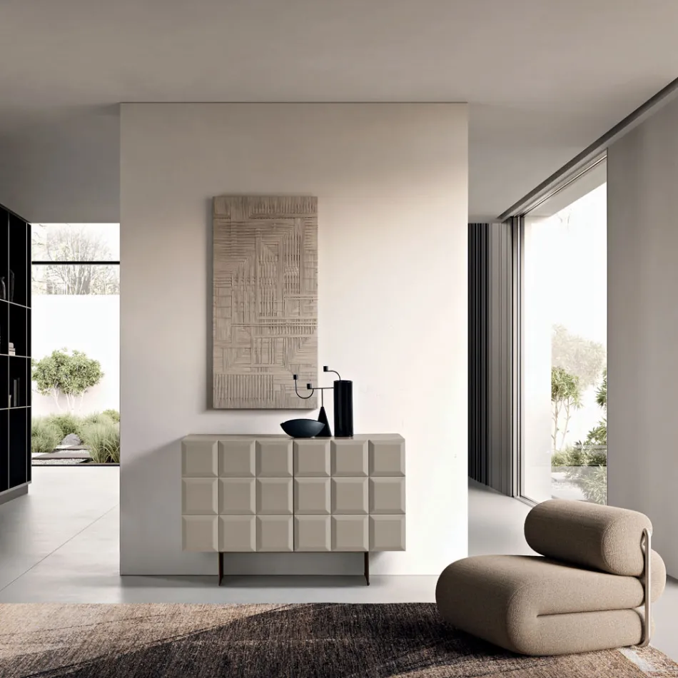 خزانة جانبية داخلية ببابين بنمط مربعات، صنع في إيطاليا - إليزابيتا Viadurini