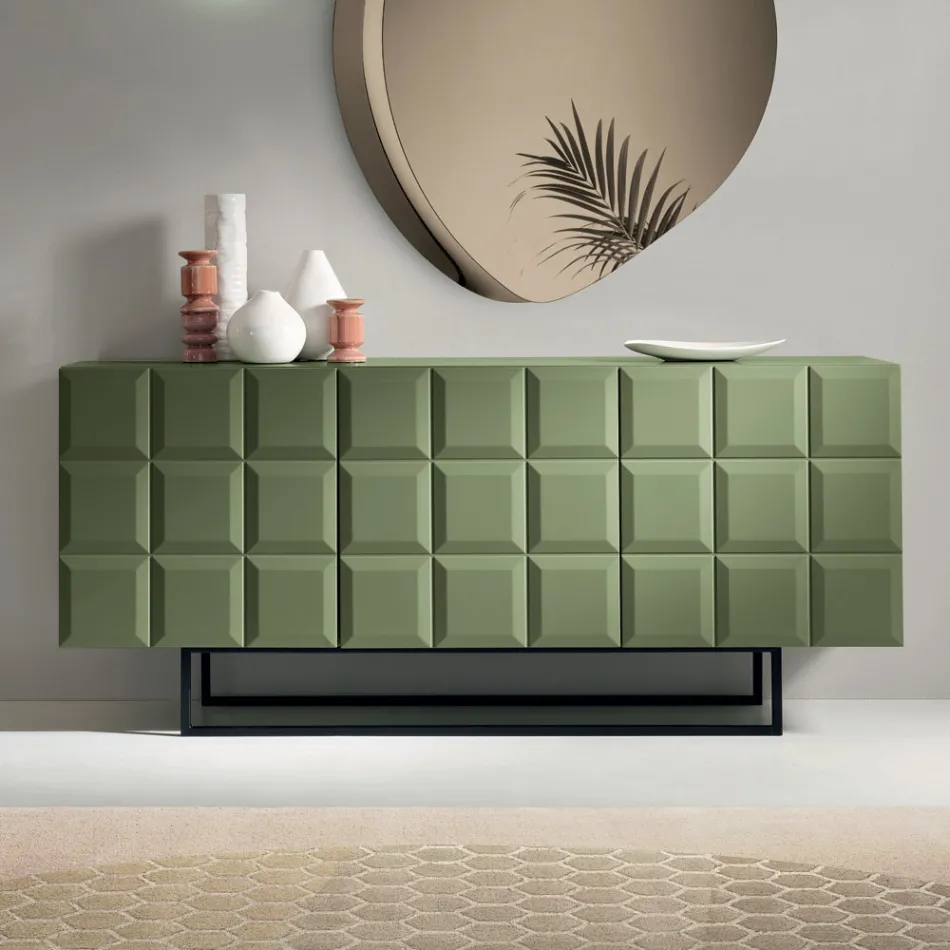 خزانة جانبية داخلية بثلاثة أبواب منقوشة، صنع في إيطاليا - إليزابيتا Viadurini