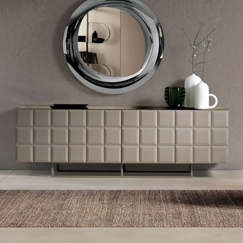 خزانة جانبية داخلية بأربعة أبواب منقوشة، صنع في إيطاليا - إليزابيتا Viadurini