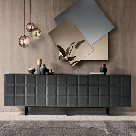 خزانة جانبية داخلية بأربعة أبواب منقوشة، صنع في إيطاليا - إليزابيتا Viadurini