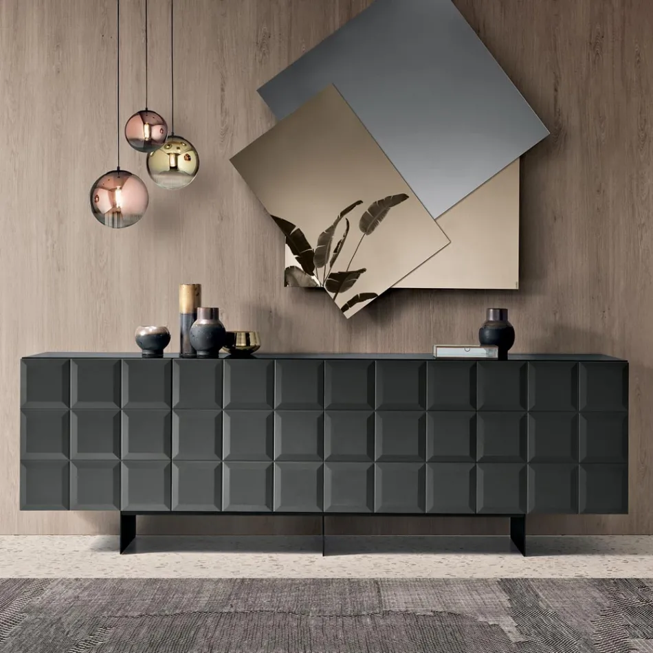 خزانة جانبية داخلية بأربعة أبواب منقوشة، صنع في إيطاليا - إليزابيتا Viadurini