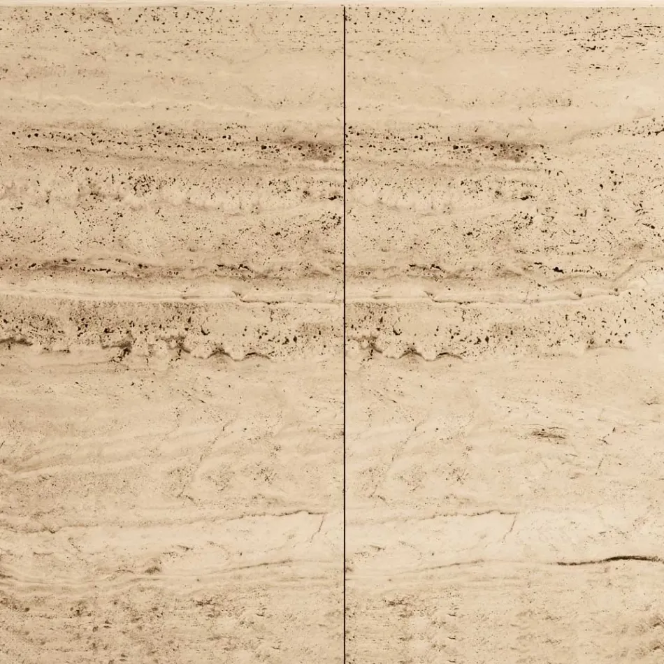 خزانة جانبية لغرفة المعيشة ببابين من رخام الترافرتين، صنع في إيطاليا - جون Viadurini