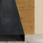 خزانة جانبية لغرفة المعيشة مع بابين من خشب البلوط الريفي المعقود وزجاج الأنثراسايت - أوف Viadurini