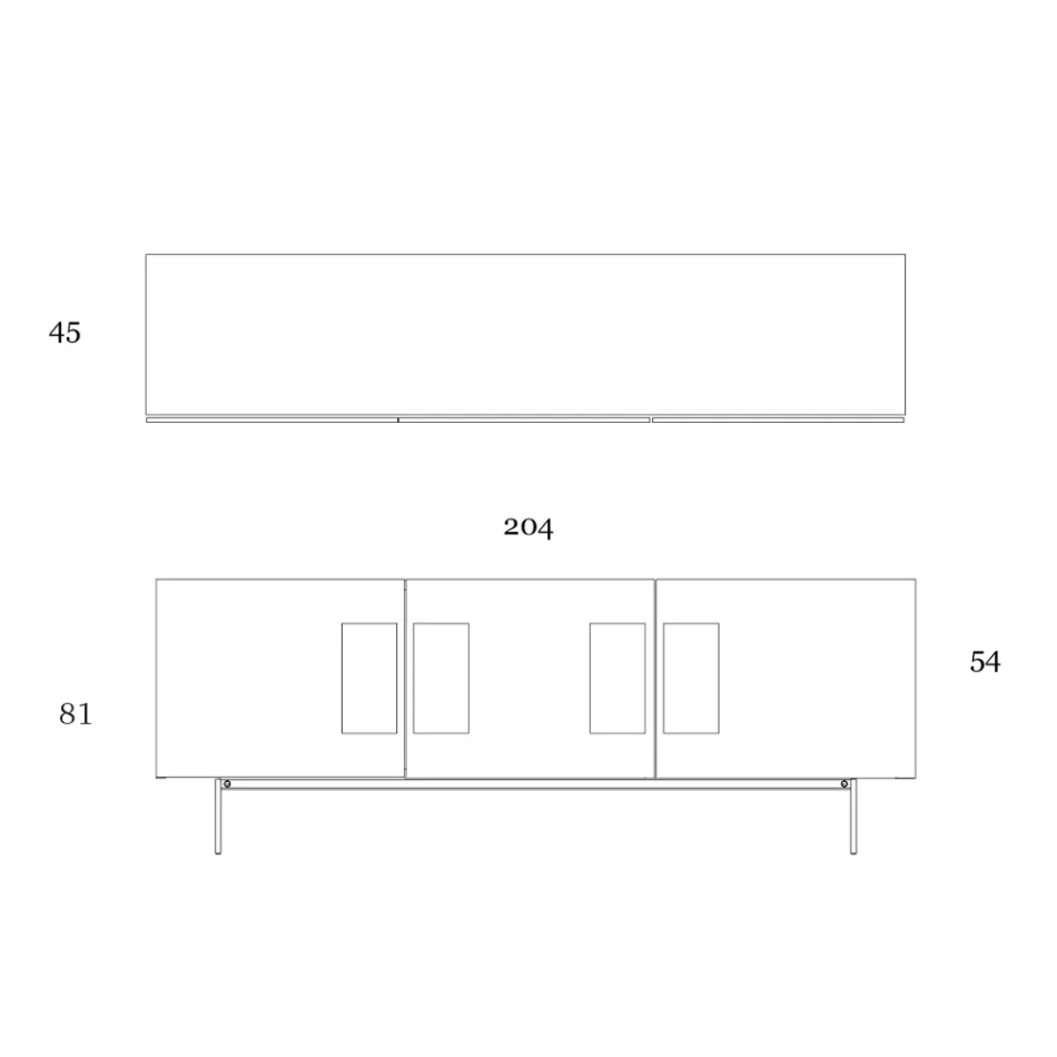 خزانة جانبية لغرفة المعيشة مع بابين أو ثلاثة أبواب وإضافات زجاجية صنع في إيطاليا - أوليفو Viadurini