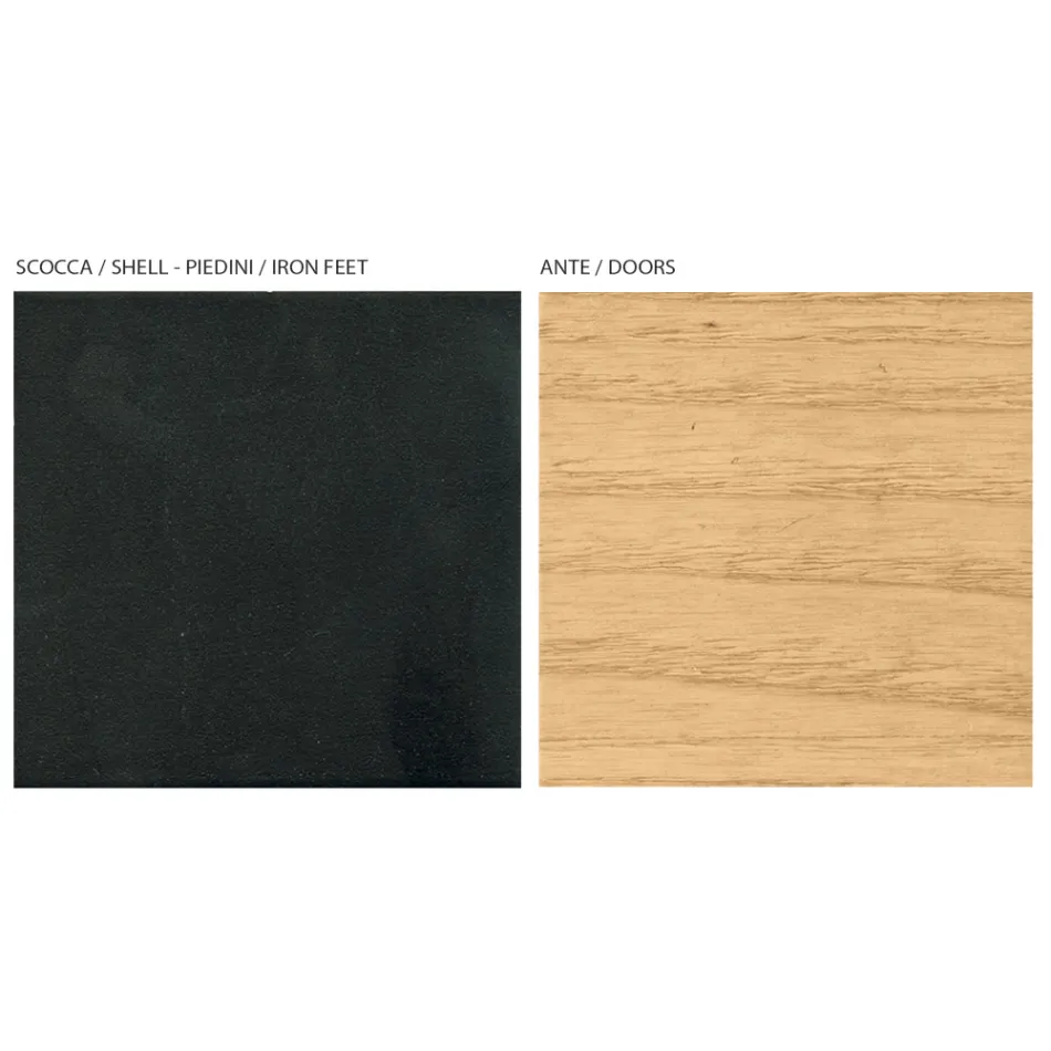 خزانة جانبية لغرفة المعيشة ببابين أو ثلاثة أبواب من خشب الدردار الطبيعي، صنع في إيطاليا - زهرة Viadurini