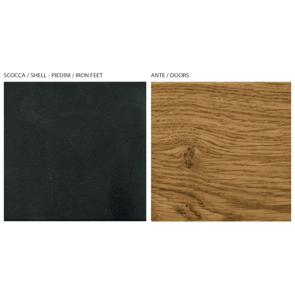 خزانة جانبية لغرفة المعيشة بثلاثة أبواب من خشب البلوط المعقود، صنع في إيطاليا - أرن Viadurini