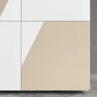 خزانة جانبية لغرفة المعيشة بأربعة أبواب من الزجاج الأبيض وتشطيب المنك، صنع في إيطاليا - إيفا Viadurini