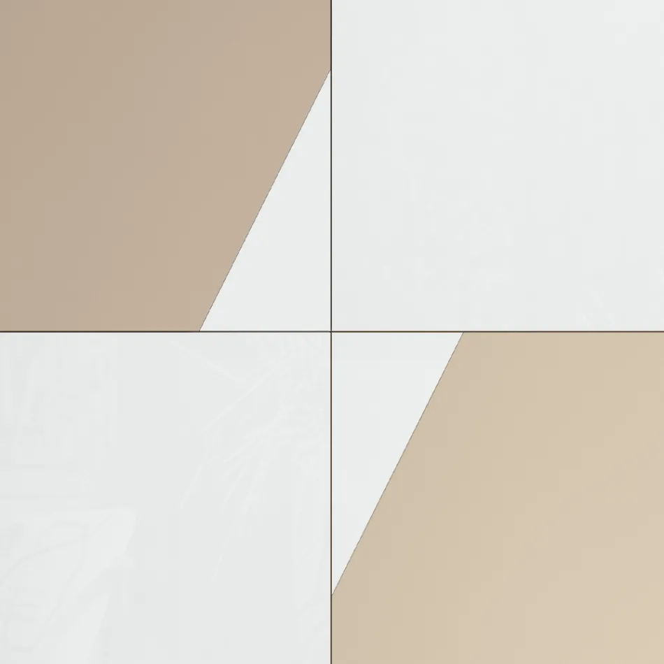 خزانة جانبية لغرفة المعيشة بأربعة أبواب من الزجاج الأبيض وتشطيب المنك، صنع في إيطاليا - إيفا Viadurini