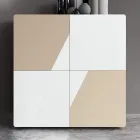 خزانة جانبية لغرفة المعيشة بأربعة أبواب من الزجاج الأبيض وتشطيب المنك، صنع في إيطاليا - إيفا Viadurini