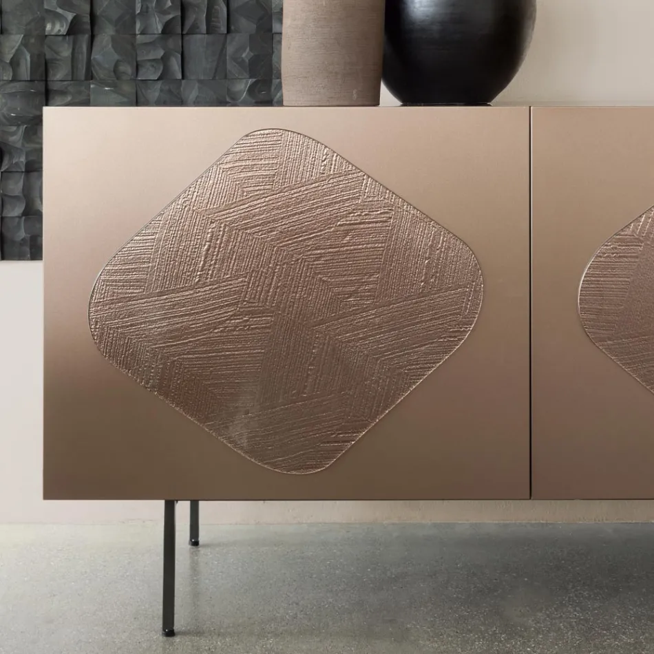 خزانة جانبية لغرفة المعيشة مع ملحقات زجاجية متناسقة صنع في إيطاليا - بالما Viadurini