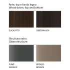 خزانة جانبية خشبية بهيكل زجاجي، صنع في إيطاليا - أزوكي Viadurini