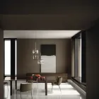 خزانة جانبية خشبية بهيكل زجاجي، صنع في إيطاليا - أزوكي Viadurini